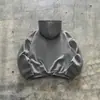 Moletom oversized masculino estilo americano para AliExpress, de peso pesado, com um design exclusivo de retalhos 3D, corte solto e ombros caídos