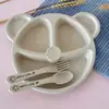 Conjunto de Tigela e Colher de Desenho Animado de Panda Separado Tigela Infantil Antiderrapante Tigela para Pais e Filhos
