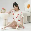 Pijama para Mujer Verano Manga Corta Shorts Talla Grande Traje Estilo Coreano Niñas Dulce Lindo Dibujos Animados Ropa de Casa de Verano para Mujer