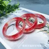 Negocio de Suministro en Vivo de Jade de Cuarcita Jade Regalo de Bienestar de Jade Pulsera de Tira Plana Flor Flotante Rojo Cereza para Mujer