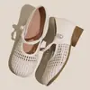 Zapatos Mary Jane de Aumento de Altura 2026 para Mujeres Bajitas, Sandalias de Malla Tejida Hueca Transpirable de Verano con Tacones Gruesos para Mujer