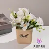 Hortênsia Rosa Pequeno Bonsai Flores Artificiais Sala de Estar Estudo Flores Artificiais Falsas Decoração de Mesa de Escritório Pequenos Ornamentos em Vasos