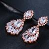 Aretes de Zircón Elegantes Personalizados de Gota de Agua con Borla de Venta Caliente Europeos y Americanos Aretes Versátiles de Moda Accesorios para Banquete de Boda para Novia