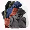 Jaqueta Casual Solta de Outono e Inverno com Gola Polo Meio Aberta Pulôver com Capuz e Zíper Moletom Americano Top da Moda 2025
