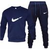 Traje de ropa nueva para hombre transfronterizo forrado de vellón cuello redondo manga larga + pantalón traje cuello redondo casual deportivo en stock