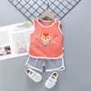 Ropa Infantil 2024 Verano Nuevo Traje Chaleco Infantil Algodón Puro Comercio Exterior Bebé Sin Mangas Shorts Estilo Coreano Ropa para Niños