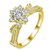 Anillo de Garra en Forma de Corazón de Diamantes Completos Copo de Nieve Mago Zircón Lujo Atmosférico Juego de Grupo con Anillo de Diamante Moissanita de Imitación de 3 Quilates para Mujer