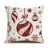 Funda de almohada con estampado de copo de nieve rojo y blanco navideño y patrón de árbol, funda de cojín cuadrada extraíble y lavable, decoración simple de copo de nieve para sofá