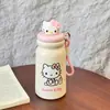 Copo isolado KT cat, um copo portátil estiloso e fofo para meninas, um novo copo de aço inoxidável com canudo, perfeito para estudantes