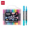 Deli Hm292Pp Caja de Marcadores de Dibujo Suave con Brillo de Barril Redondo, Marcadores Flash de Doble Punta para Dibujo Artístico de Estudiantes