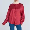 Top Transfronterizo Nuevo de Satín Imitación Seda Camisa de Satín de Manga Larga para Mujer Elegante Básica para Viajar Blusa