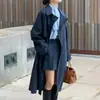 Item de moda outonal chique coreano: elegante e sofisticado casaco trench longo vintage de lapela dupla para mulheres