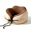 Almohada en Forma de U Moderna Simple de Espuma Viscoelástica de Fibra Química Almohada Portátil de Soporte para Cuello de Avión de Rebote Lento Reposacabezas de Seda de Hielo Bolsa de Almacenamiento en Forma de U