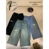Liquidação, Sem Devoluções ou Trocas. Jeans Vintage Lavado e Desgastado com Forro de Lã Corte Reto Largo 33353