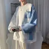 Moletom Cityboy Japonês Costurado Masculino Outono Design de Nicho Senso de Estilo Cor Contrastante Top Oversize Jaqueta de Marca de Moda