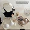 5522 # Feng Ice Feeling Round Breast Bra de Acero Delicado Transpirable con Ribete de Encaje Tirantes Finos Ropa Interior para Mujer
