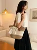 Bolso de Hombro Mediano Tejido de Paja para Mujer, Bolso Tejido para Vacaciones en la Playa, Bolso de Vacaciones en la Playa Tejido con Lazo de Encaje, Artículo de Moda Caliente