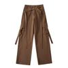 Estilo Americano Nuevo Otoño Peto Suelto Cinta Bolsillo Grande Combinable Casual Recto Pierna Ancha Pantalones Trendy de Mujer