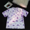 Camiseta Tie-Dye 100% Algodão Masculina, Lavada e Desgastada, Manga Curta, Corte Solto, Oversized, Estilo Transfronteiriço Camiseta Regata