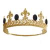 Corona de estilo barroco retro europeo y americano con punta dorada y forma negra, cristal grande, corona completa con diamantes.