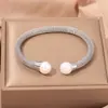 Productos Populares de Comercio Exterior: Pulsera Geométrica Retorcida Única de Acero Inoxidable Moderna Retro, Pulsera de Hilo de Perlas