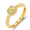 Anillo de citrino con arena dorada vietnamita, bañado en oro y latón, sencillo y moderno, para mujer, abierto, joyería de mano.