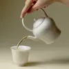 Tetera Blanca de Cerámica Dulce Blanca Porcelana Dinastías Tang y Song con Asa, Juego de Té Kung Fu para Uso en Casa, Tetera para Preparar Té con Filtro de Agujeros Redondos, Estilo Dinastías Tang y Song
