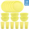 Juego de Vajilla Infantil Transfronterizo con Taza de Agua, Plato y Bol, Cuchillo, Tenedor, Cuchara, Plato y Plato de Plástico Colorido, Set de 30 Piezas para Exteriores