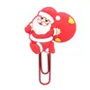 Clips para Papel de Goma Suave de PVC de Dibujos Animados Navideños, Marcadores Creativos Festivos, Separadores de Páginas para Cuadernos, Regalos y Recuerdos Navideños