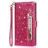Adecuado para Samsung S26 Funda de Cuero, A57 Billetera con Cremallera y Brillo, Portatarjetas, Correa de Mano, Funda para Redmi Note15, A37