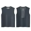 Colete fino respirável de verão para fitness, corrida, treino, aquecedores de braço, camiseta masculina sem mangas de seda gelada que absorve o suor