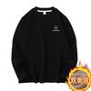 Camiseta de Veludo Dupla Face Masculina Manga Longa Gola Redonda Roupa Superior Outono e Inverno Camisa Base Interna Forrada com Fleece Quente Camiseta Estampada