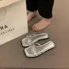 Sandalias Francesas de Suela Plana con Tiras Finas de Verano para Mujer para Usar al Aire Libre, Sandalias de Playa Seaside Cuadradas de Moda Estilo Hada para Mujer, Antideslizantes