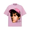 2026 Cross-Border Justin Bieber 300g Algodão Puro Respirável Malha Pesada Estampa Direta Manga Curta Camada Base Masculina