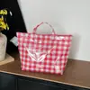 Bolso de Cuadros Estilo Nuevo, Bolso de Almacenamiento de Moda para Salidas de Mamá, Lindo Bolso de Lona para Niñas, Bolsa de Tela de Gran Capacidad para Llevar en la Mano
