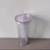 Venta caliente transfronteriza 2024 suministro directo de fábrica vaso de plástico de doble capa con popote 24 oz gran capacidad sin marco práctico vaso de agua