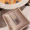Collar geométrico de rubí granate brillante chapado en oro de 18 quilates con ocho corazones y ocho flechas de ganso, cadena para el cuello con circonita cuadrada amarilla, cadena para clavícula