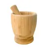 Amassador de Alho Doméstico Manual, Processador de Alimentos para Bebês, Almofariz de Alho Tradicional, Pilão de Alho de Madeira de Bambu, Triturador de Alho de Cozinha