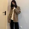 Cárdigan grueso de punto de doble hebra de lana pura para mujer, de longitud media, abotonado, tipo abrigo hasta la cadera, nuevo estilo otoño e invierno, estilo casual