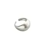 Anillo Geométrico Cepillado Plateado Estilo Retro Europeo y Americano Nicho Ovalado Abierto Único Elegante Moda Estilo Fresco Joyería para Mano