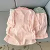 Pijama de Gato con Lunares Rosas de Moda para Niñas, Conjunto de Dos Piezas de Camiseta de Manga Corta y Shorts tipo Cárdigan para Verano, Ropa de Casa para Estudiantes