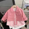 Chaqueta de Mezclilla para Niñas Otoño 2025 Nueva Elegante Ropa Infantil Bebé Pequeño Top Patchwork Primavera y Otoño