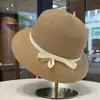 Sombrero de pescador de paja estilo Hepburn, sombrero de sol de verano para mujer, sombrero de cubo con lazo estilo vacación en la playa, sombrero para el sol