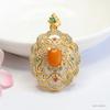 Colgante de Ámbar Natural Guan Yu Collar de Cera de Abeja Vieja Joyería Estilo Palacio Venta al por Mayor Dropshipping S4110801L