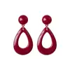 Pendientes de Gota de Agua Borgoña para Mujer, Estilo Retro de Hong Kong, Temperamento Francés, Pendientes Acrílicos, Pendientes Exagerados de Gama Alta, Pendientes de Tuerca y Pinzas para Orejas
