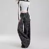 Nuevos Jeans Camuflados Lavados de Pierna Ancha Estilo Retro Americano High Street para Mujer, de Cintura Alta, Adelgazantes, Versátiles, Caídos, de Largo Hasta el Suelo, Pantalones de Moda