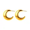 Pendientes de Luna Huecos Chapados en Cobre de Oro de 22 Quilates Moda Transfronteriza Europea y Americana Lujo Accesible Pendientes Elegantes Exagerados con Estilo