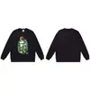 Moletom BAPE com estampa de cabeça de macaco estilo japonês, tendência transfronteiriça, gola redonda, unissex, corte solto, jaqueta de manga curta para outono e inverno