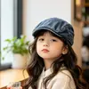 Chapéus infantis para primavera e outono, bonés jeans vintage para meninos e meninas, chapéus versáteis casuais de artista, chapéus de proteção solar para atividades ao ar livre