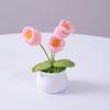 Planta de lirio de los valles tejida a mano con tres flores, maceta, regalo de cumpleaños para niña, adornos para coche, escritorio, regalo del día del maestro